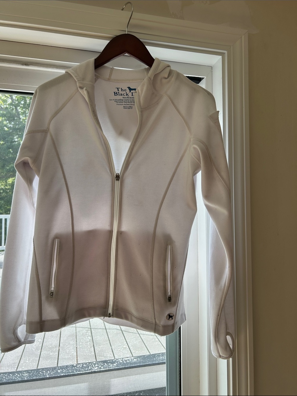 The Black Dog White Zip-Up Utility Jacket with Hood